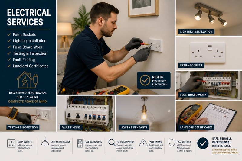 Electrical work — a Handyman North London electrician at work