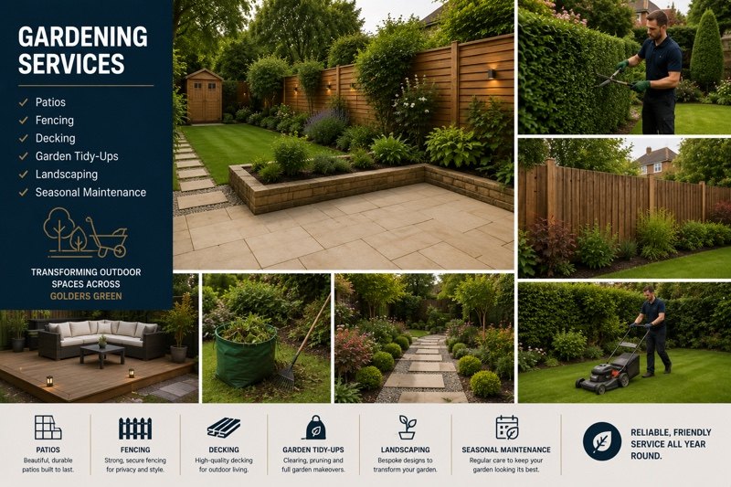 A neat lawn and tidy borders after a one-off garden tidy in North London