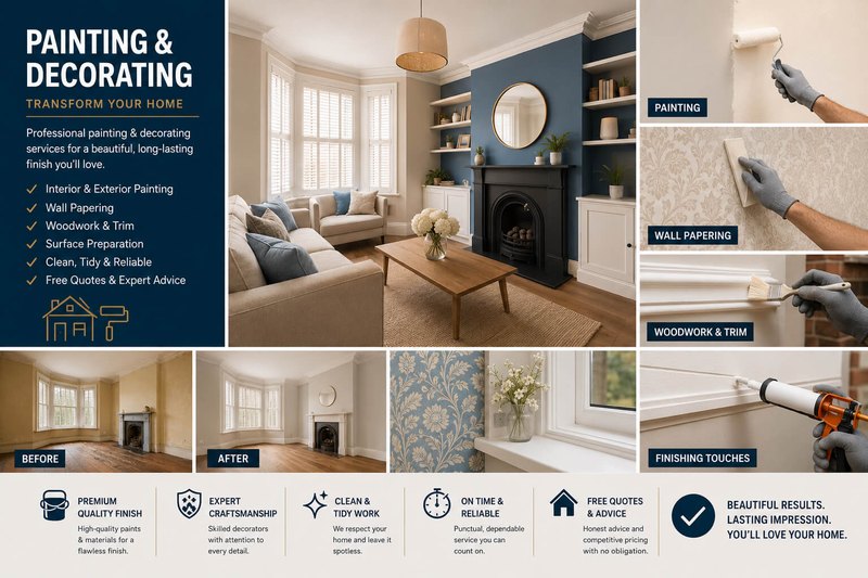 Painting and decorating in a North London living room